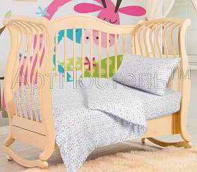 Детское постельное белье на резинке в кроватку Бабочки