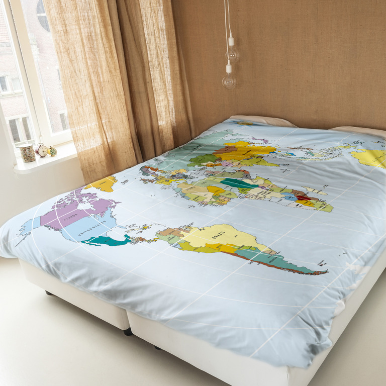 Креативное постельное белье Карта мира. Перкаль