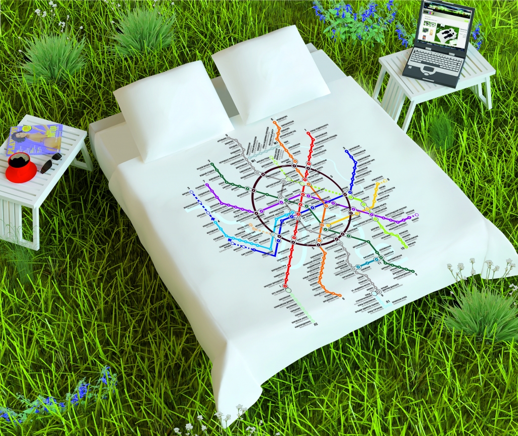 Креативное постельное белье Карта Метрополитена. Перкаль
