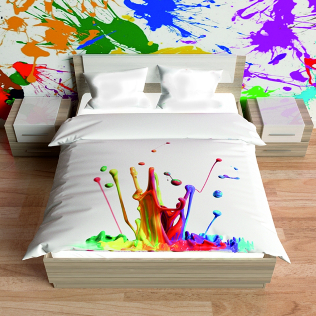 Креативное постельное белье Брызги цвета. Перкаль