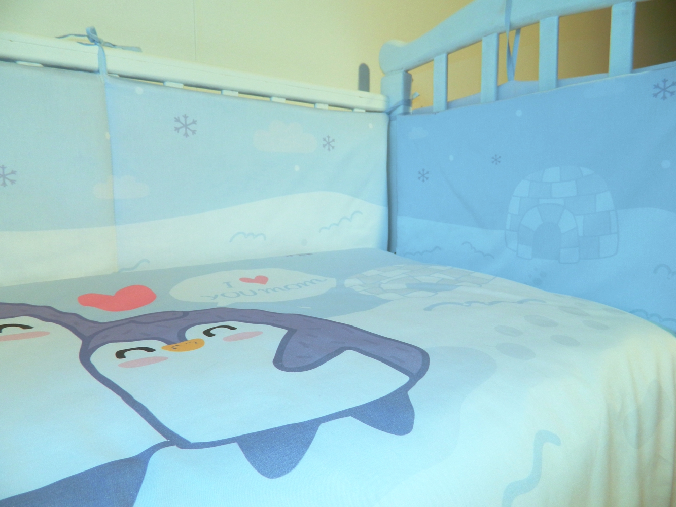 Развивающее постельное белье для новорожденных Пингвины
