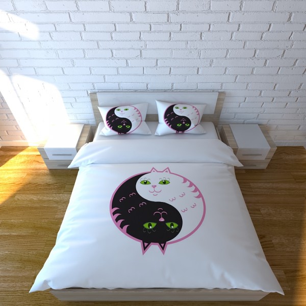 Креативное постельное белье Коты ИНЬ-ЯНЬ