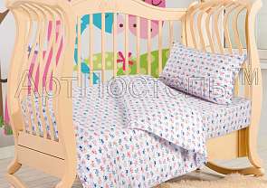 Детское постельное белье на резинке в кроватку Киски